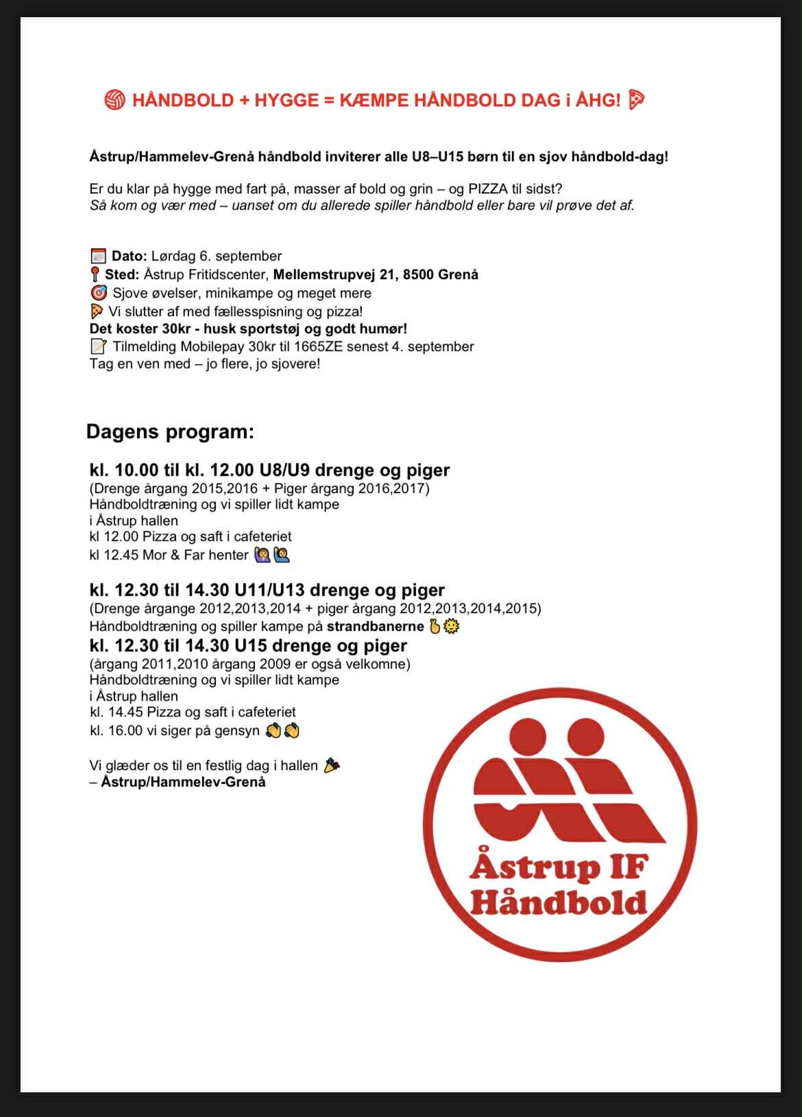 Håndbold + hygge = Kæmpe håndbolddag i Åstrup 😀