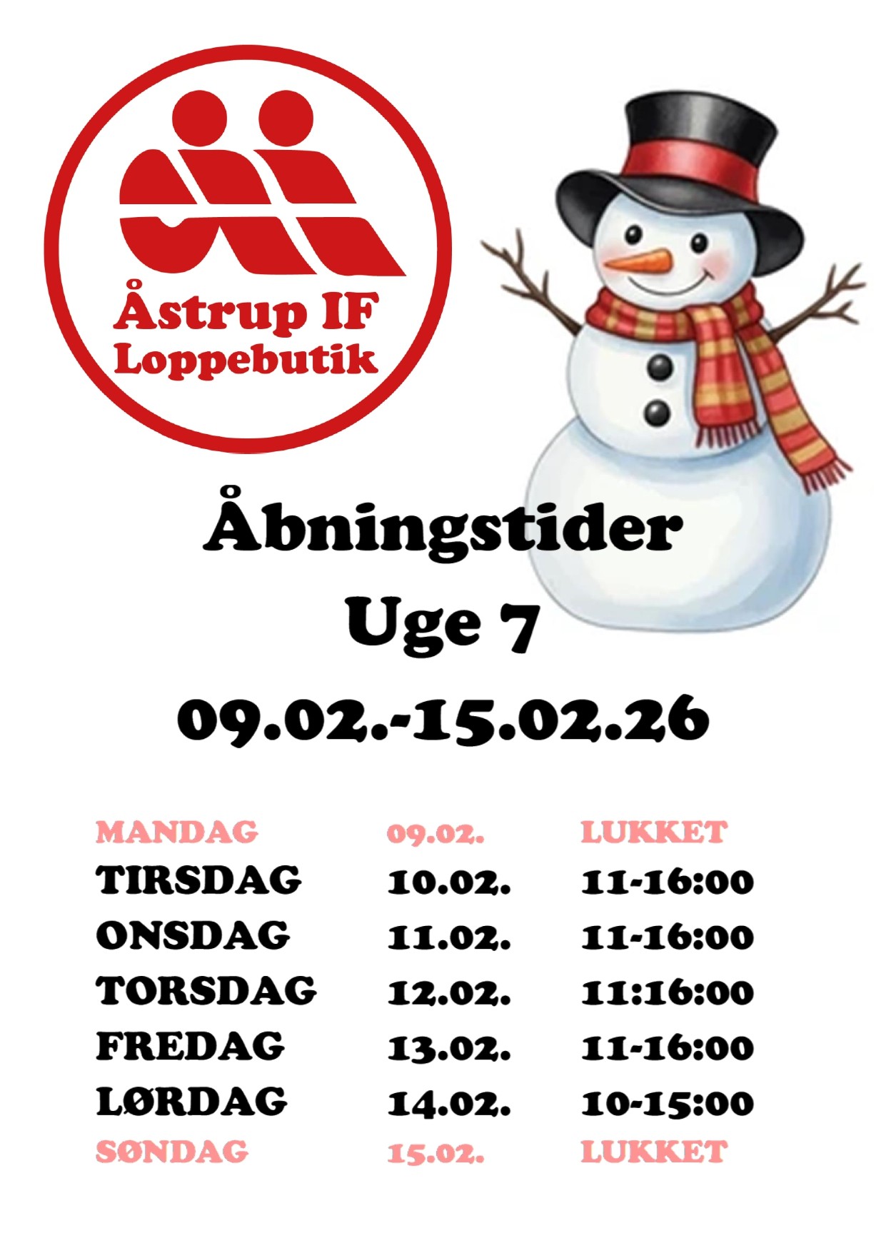 Loppebutikken – Åbningstider i uge 7