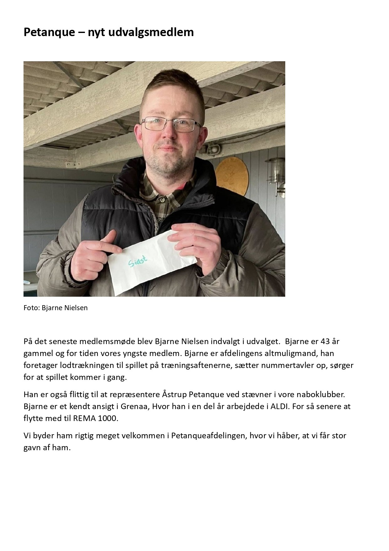 Petanque – nyt udvalgsmedlem