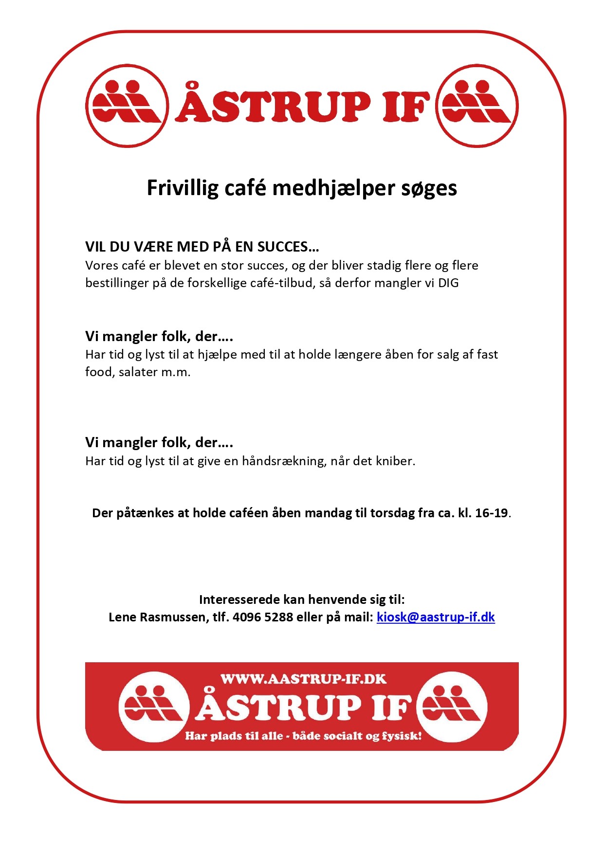 Frivillig café medhjælper søges