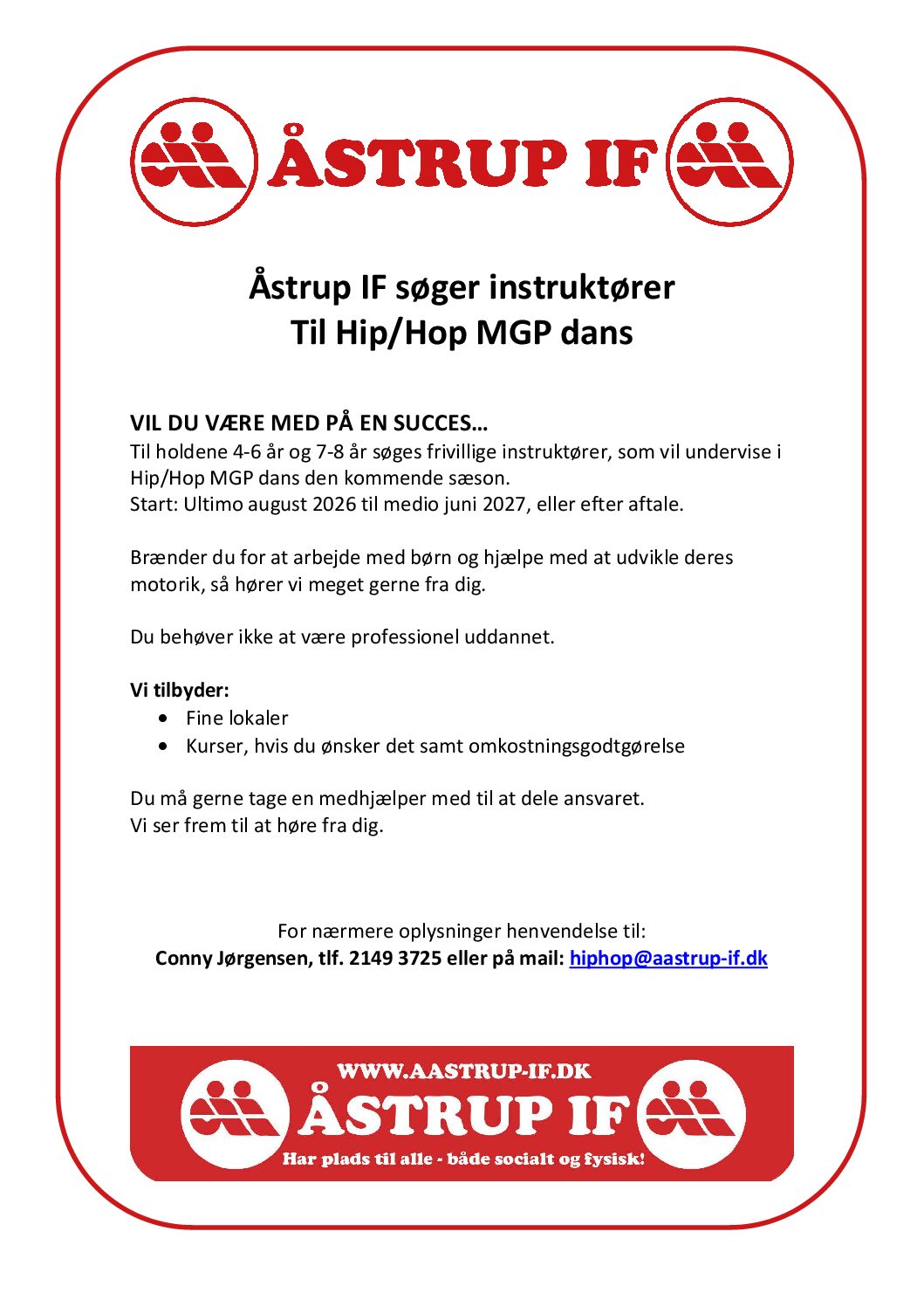 Åstrup IF søger instruktører til Hip/Hop