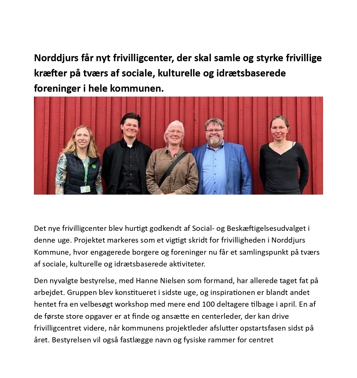 Nyt frivilligcenter for Norddjurs Kommune.